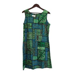 Disney World  Green Hawaiian Retro Print Dress Size MEDIUM/Vacation Fashion NWT
